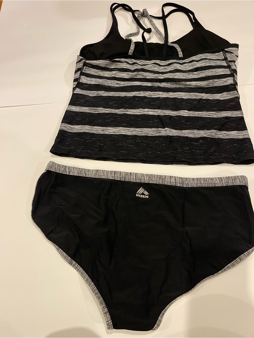 RBX Black & Heather Gray Striped Tankini Two-Piece - Picture 2 of 2